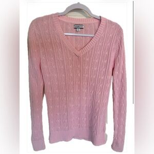 Croft & Barrow Light Pink V-Neck Cable Knit Sweater Size S